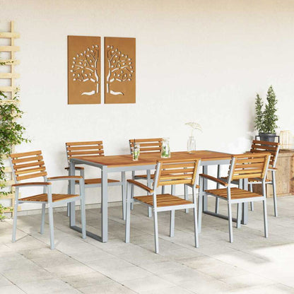 Garden Dining Set 7 pcs Grey Solid Acacia Wood