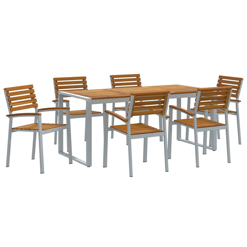 Garden Dining Set 7 pcs Grey Solid Acacia Wood