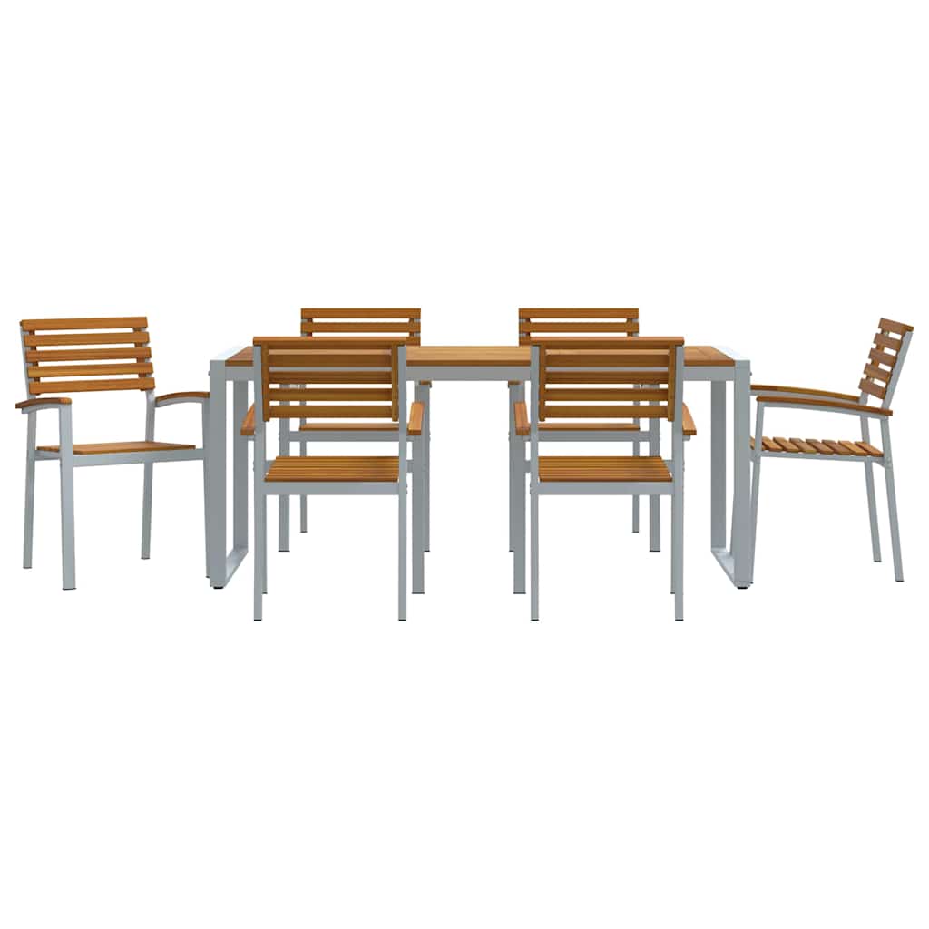 Garden Dining Set 7 pcs Grey Solid Acacia Wood