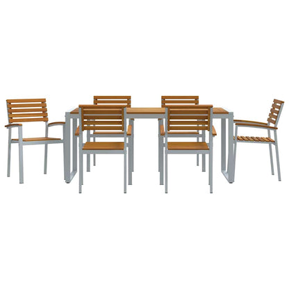 Garden Dining Set 7 pcs Grey Solid Acacia Wood