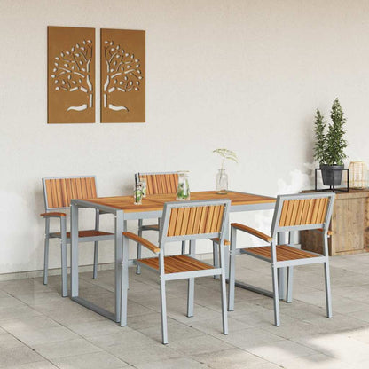 Garden Dining Set 5 pcs Grey Solid Acacia Wood