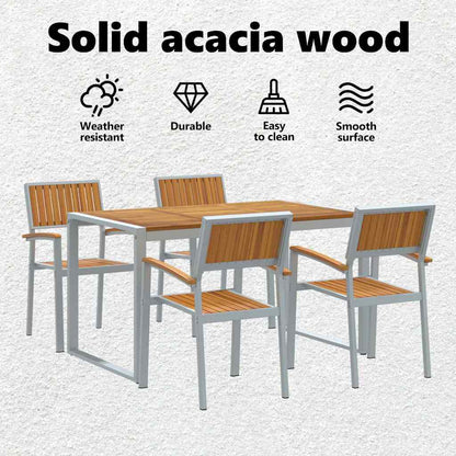 Garden Dining Set 5 pcs Grey Solid Acacia Wood