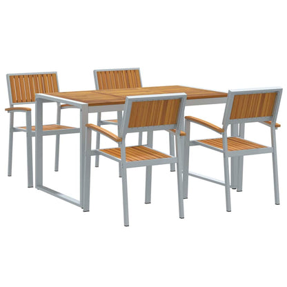 Garden Dining Set 5 pcs Grey Solid Acacia Wood