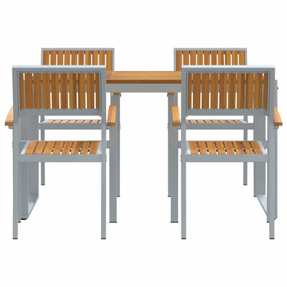 Garden Dining Set 5 pcs Grey Solid Acacia Wood