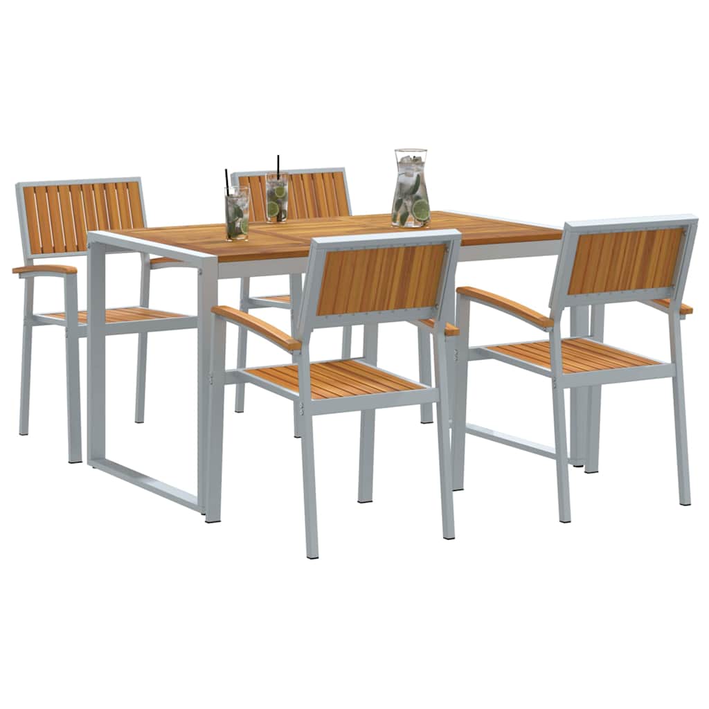 Garden Dining Set 5 pcs Grey Solid Acacia Wood