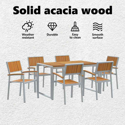 Garden Dining Set 7 pcs Grey Solid Acacia Wood
