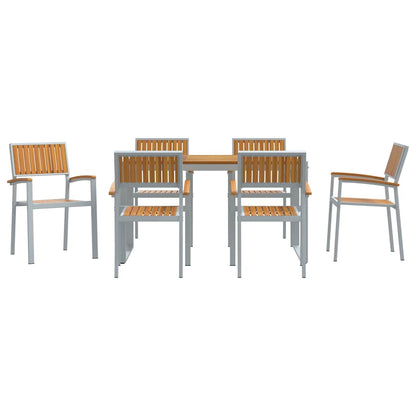 Garden Dining Set 7 pcs Grey Solid Acacia Wood