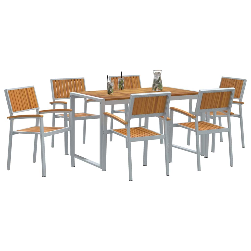 Garden Dining Set 7 pcs Grey Solid Acacia Wood