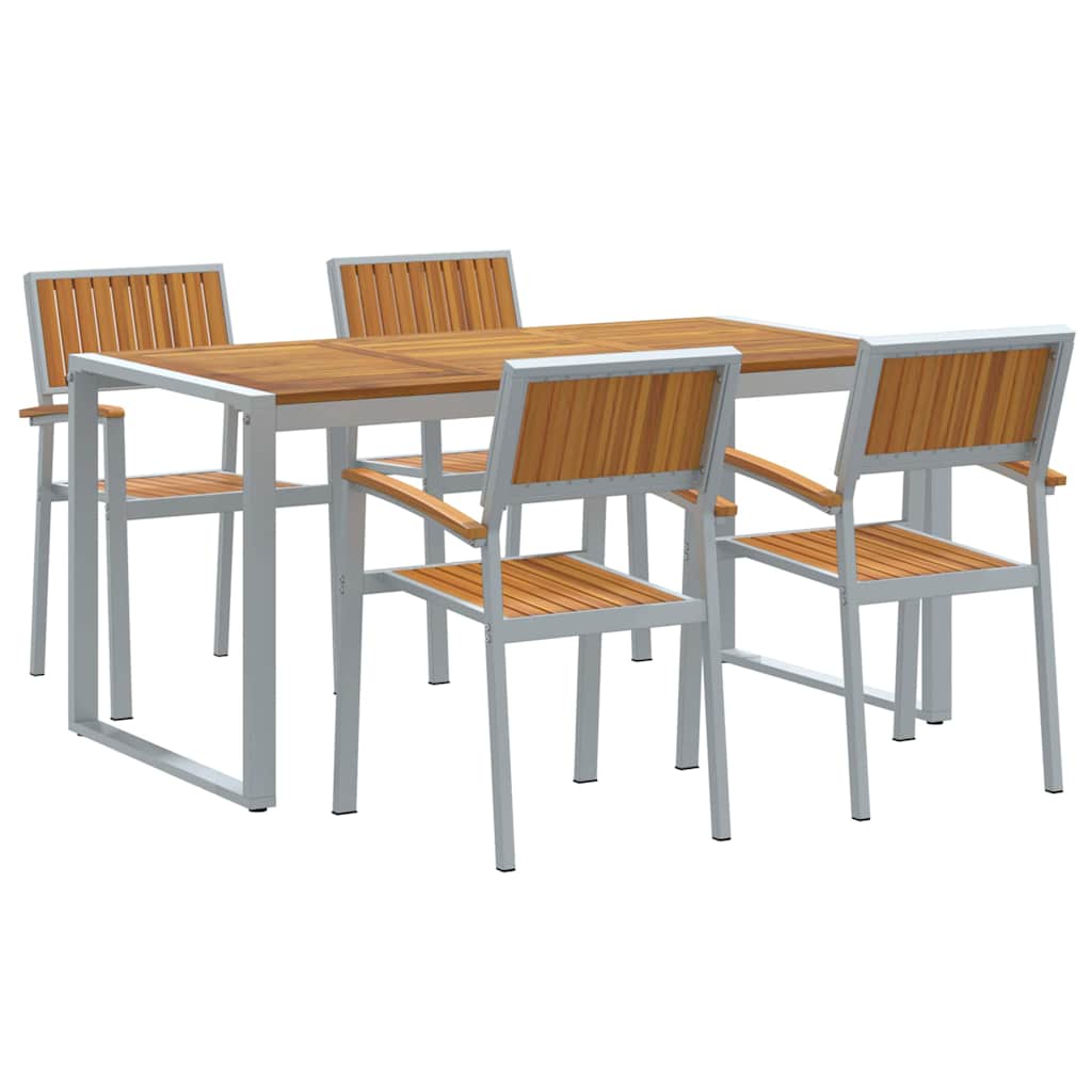 Garden Dining Set 5 pcs Grey Solid Acacia Wood