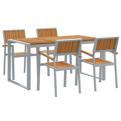 Garden Dining Set 5 pcs Grey Solid Acacia Wood