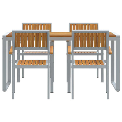 Garden Dining Set 5 pcs Grey Solid Acacia Wood