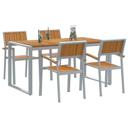 Garden Dining Set 5 pcs Grey Solid Acacia Wood