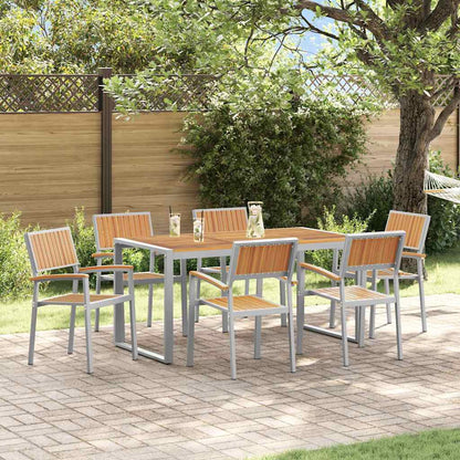 Garden Dining Set 7 pcs Grey Solid Acacia Wood