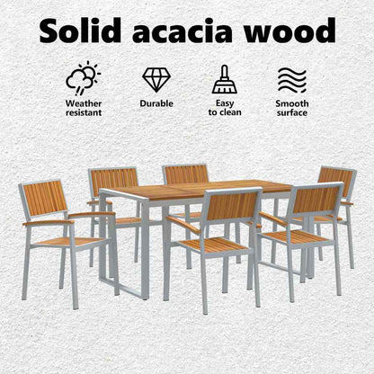 Garden Dining Set 7 pcs Grey Solid Acacia Wood