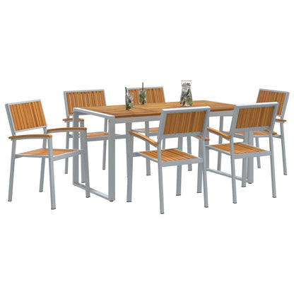 Garden Dining Set 7 pcs Grey Solid Acacia Wood
