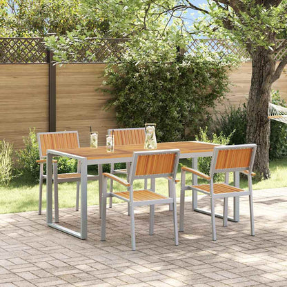 Garden Dining Set 5 pcs Grey Solid Acacia Wood