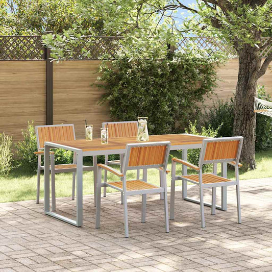 Garden Dining Set 5 pcs Grey Solid Acacia Wood