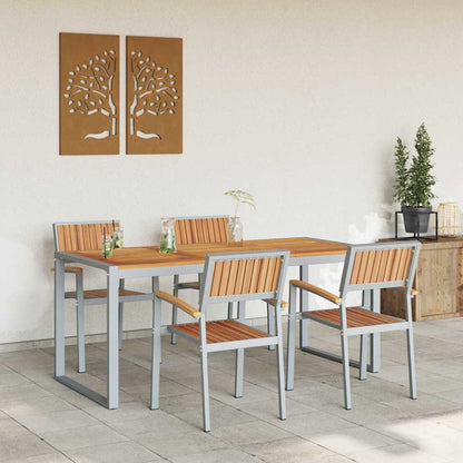 Garden Dining Set 5 pcs Grey Solid Acacia Wood