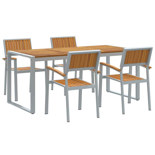 Garden Dining Set 5 pcs Grey Solid Acacia Wood