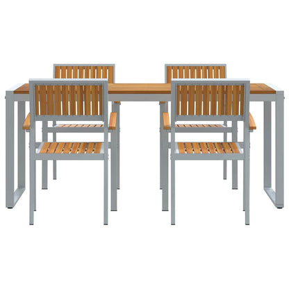 Garden Dining Set 5 pcs Grey Solid Acacia Wood