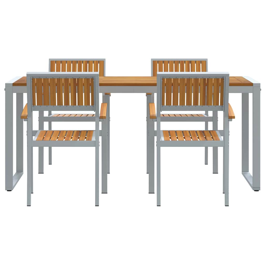 Garden Dining Set 5 pcs Grey Solid Acacia Wood