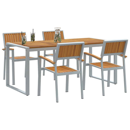 Garden Dining Set 5 pcs Grey Solid Acacia Wood