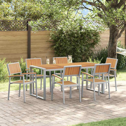 Garden Dining Set 7 pcs Grey Solid Acacia Wood