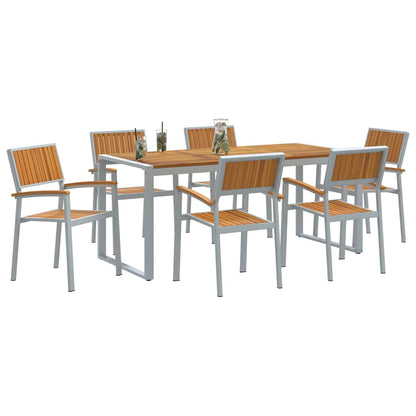 Garden Dining Set 7 pcs Grey Solid Acacia Wood