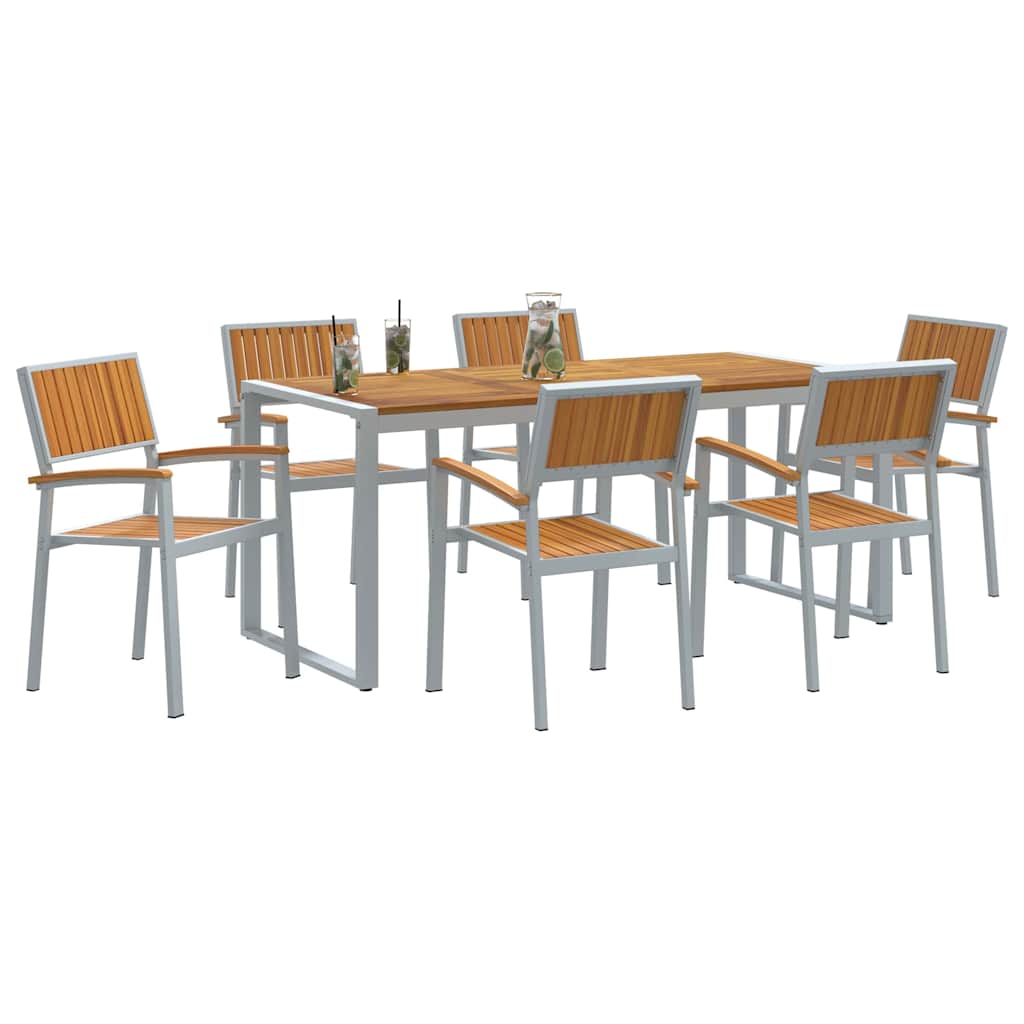 Garden Dining Set 7 pcs Grey Solid Acacia Wood