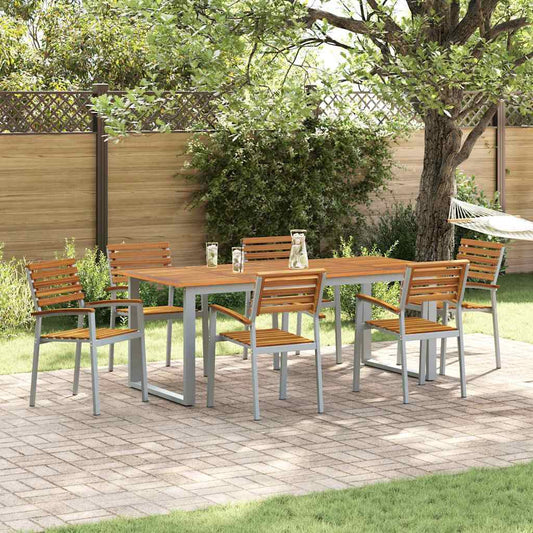 Garden Chair 6 pcs Brown Solid Acacia Wood Stackable