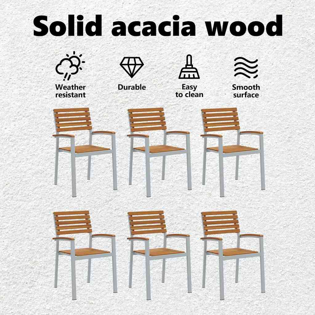 Garden Chair 6 pcs Brown 56 x 57 x 87 cm Solid Acacia Wood