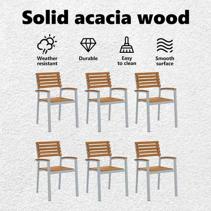 Garden Chair 6 pcs Brown 56 x 57 x 87 cm Solid Acacia Wood