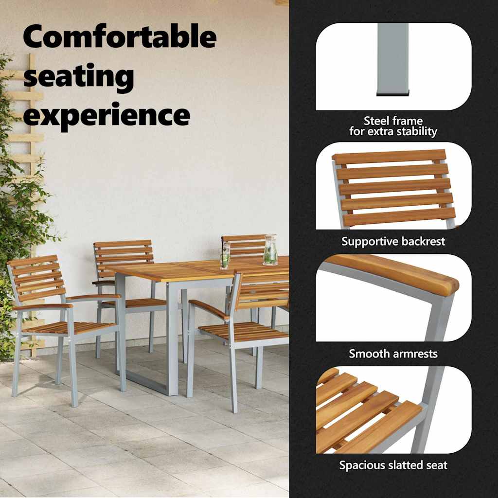 Garden Chair 6 pcs Brown 56 x 57 x 87 cm Solid Acacia Wood
