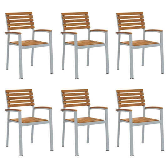 Garden Chair 6 pcs Brown Solid Acacia Wood Stackable