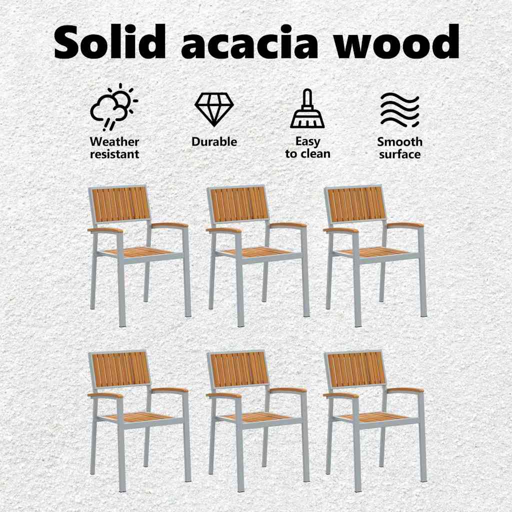 Stacking Chair 6 pcs Brown 56 x 57 x 87 cm Solid Acacia Wood