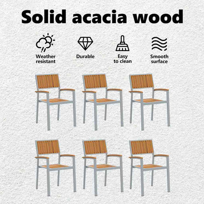 Stacking Chair 6 pcs Brown 56 x 57 x 87 cm Solid Acacia Wood