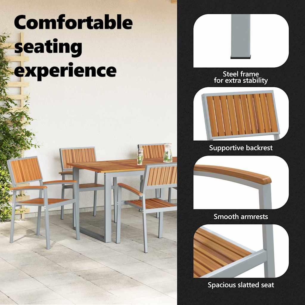 Stacking Chair 6 pcs Brown 56 x 57 x 87 cm Solid Acacia Wood