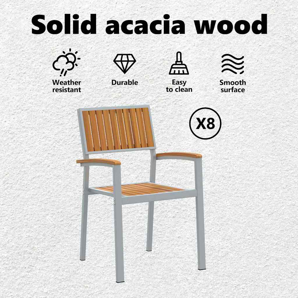 Stacking Chair 8 pcs Brown 56 x 57 x 87 cm Solid Acacia Wood