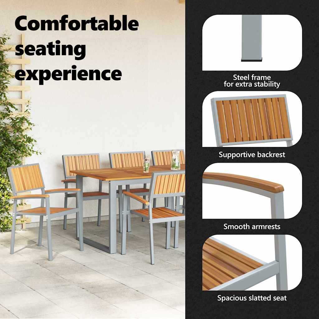 Stacking Chair 8 pcs Brown 56 x 57 x 87 cm Solid Acacia Wood