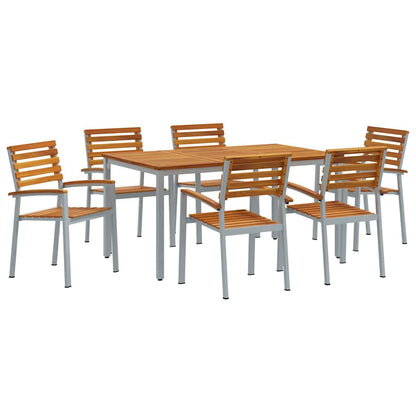 Garden Dining Set 7 pcs Grey Solid Acacia Wood
