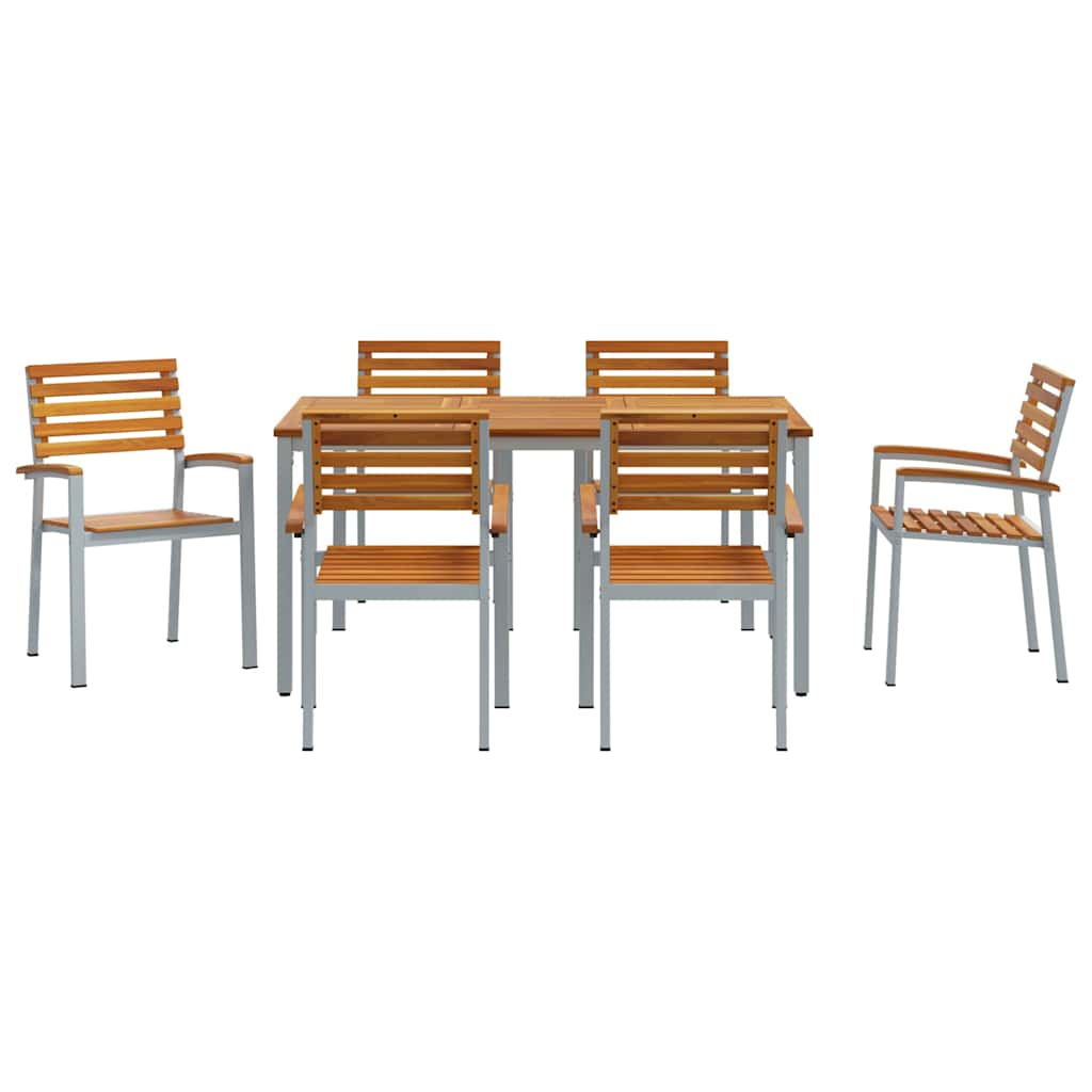 Garden Dining Set 7 pcs Grey Solid Acacia Wood
