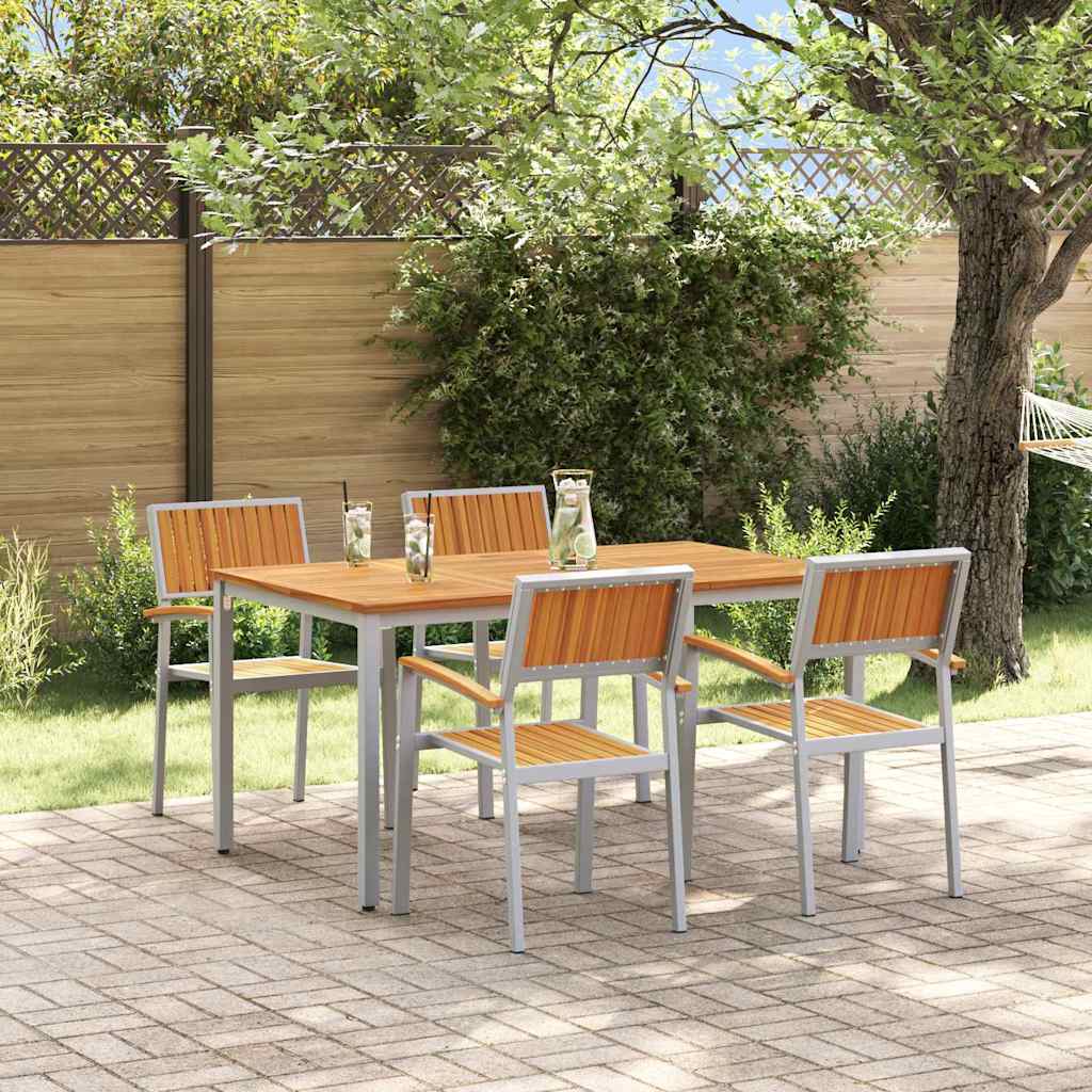 Garden Dining Set 5 pcs Grey Solid Acacia Wood