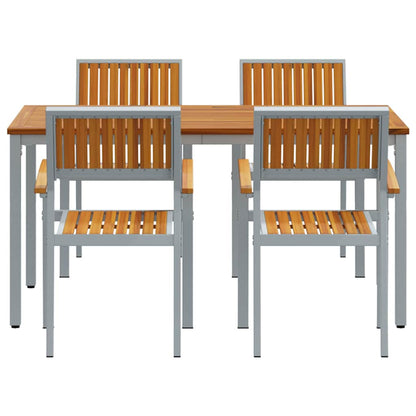 Garden Dining Set 5 pcs Grey Solid Acacia Wood