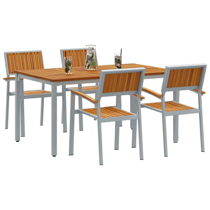 Garden Dining Set 5 pcs Grey Solid Acacia Wood