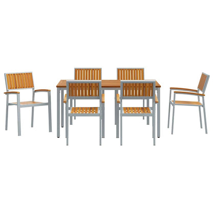 Garden Dining Set 7 pcs Grey Solid Acacia Wood