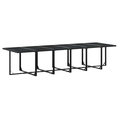 13 Piece Garden Dining Set with Cushions Black Poly Rattan