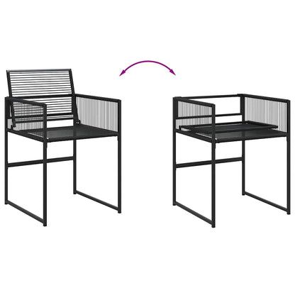 5 Piece Garden Dining Set Black Poly Rattan
