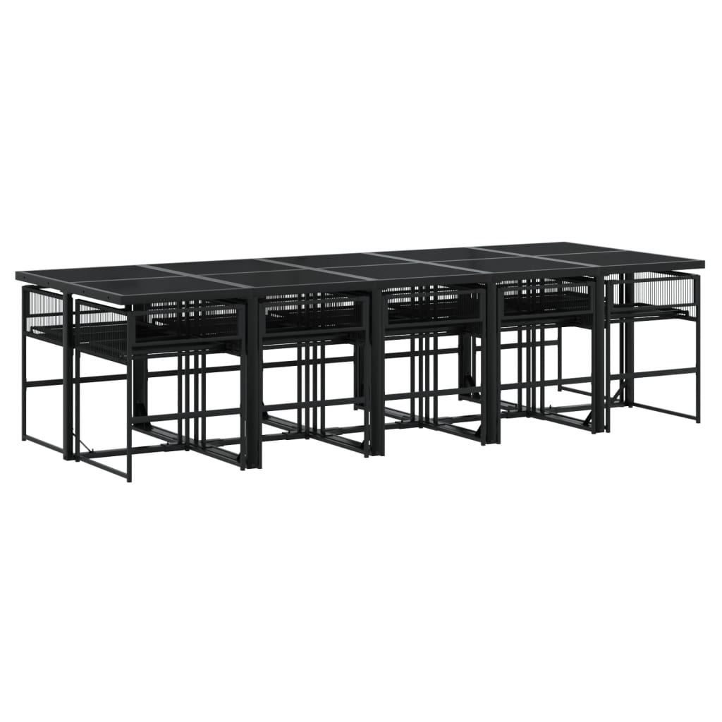 Garden Dining Set | Black | Poly Rattan | 13 Piece Set | Stackable