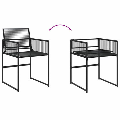 9 Piece Garden Dining Set Black Poly Rattan