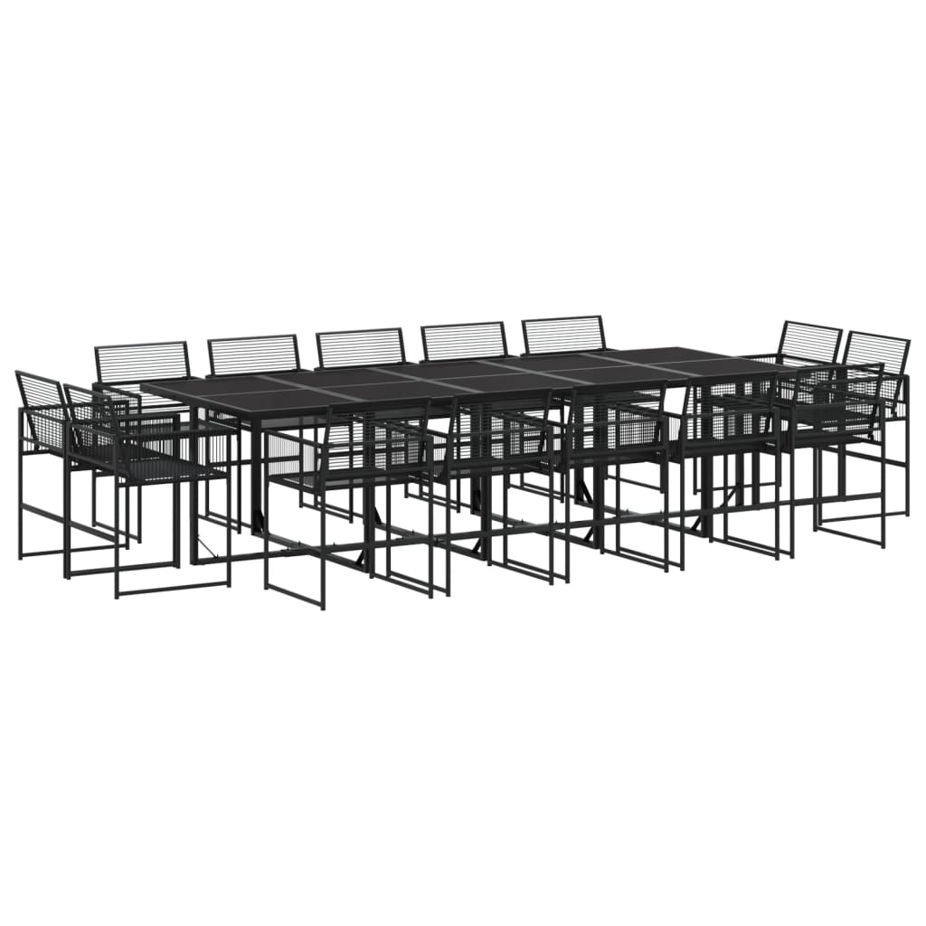 Garden Dining Set | Black | PE rattan | Large | Stackable